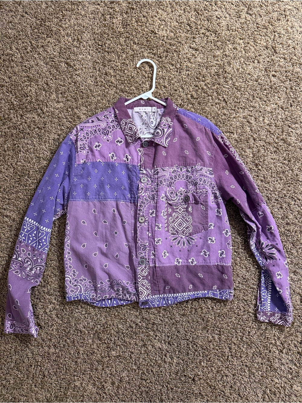MNML Lavender & Purple Patchwork Bandana Jean Jacket